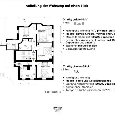 3 Apartments Fuer 2-12 Gaeste In Bad Wildbad, 10 Min Zur Sommerbergbahn Apartment *