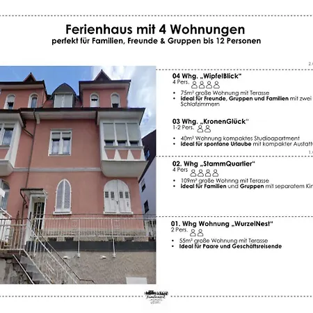 3 Apartments Fuer 2-12 Gaeste In Bad Wildbad, 10 Min Zur Sommerbergbahn Apartment